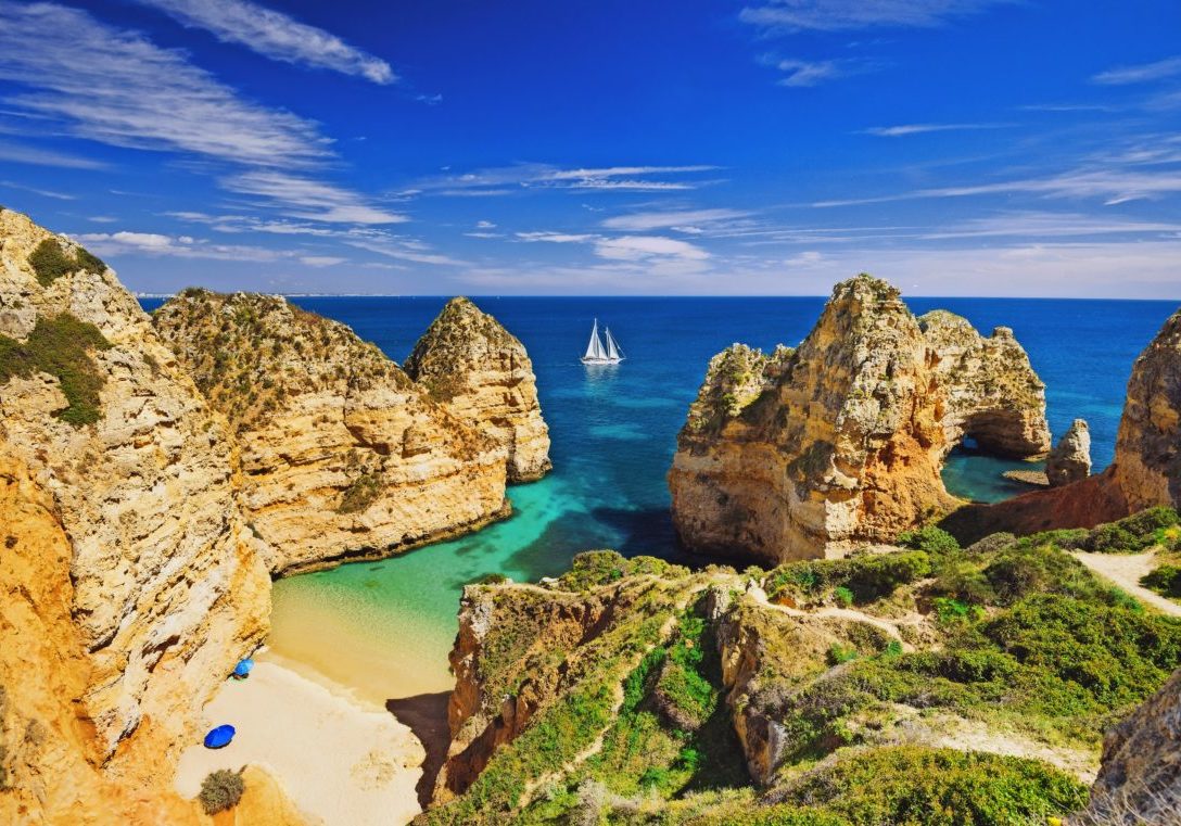 Beautiful bay near Lagos town, Algarve region, Portugal